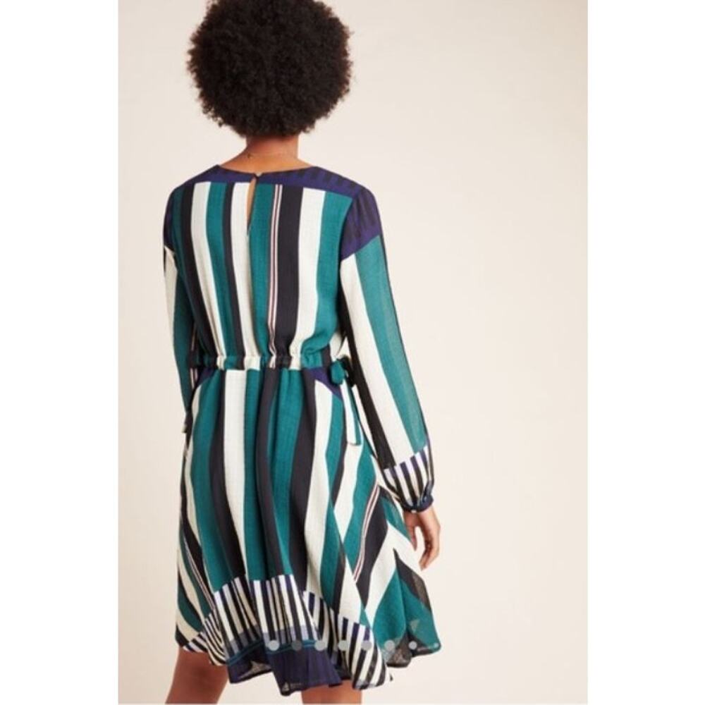 EUC Anthropologie Sunday in Brooklyn Leger Striped Dress XS Green White Black - Picture 3 of 11